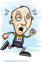 Fototapeta premium Exhausted Cartoon Senior Track Athlete