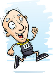 Cartoon Senior Track Athlete Running