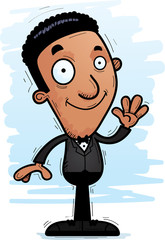 Cartoon Black Groom Waving