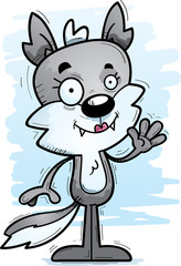 Cartoon Female Wolf Waving