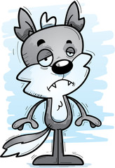 Sad Cartoon Male Wolf