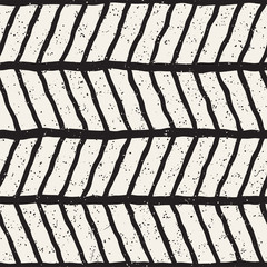 Hand drawn lines seamless grungy pattern. Abstract geometric repeating texture in black and white.