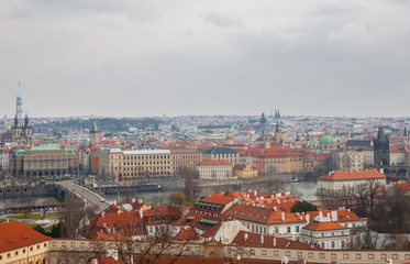 Fototapeta na wymiar View of Prague in the Charles Bridge from the Prague Castle