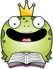 Fototapeta premium Cartoon Frog Prince Reading