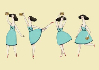 Dancing girl with a letter