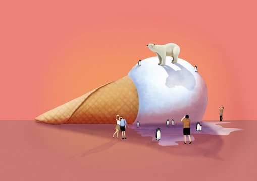 Melting ice cream representing climate change