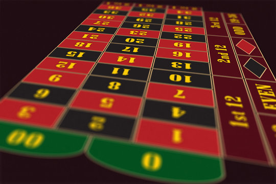 American Roulette Table perspective raster illustration, shallow DoF