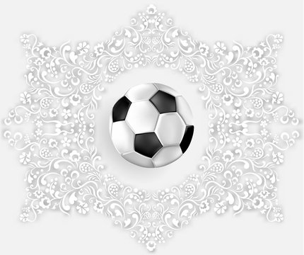 White football card with soccer ball.