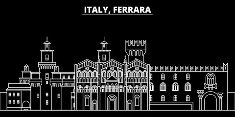 Ferrara silhouette skyline. Italy - Ferrara vector city, italian linear architecture, buildings. Ferrara line travel illustration, landmarks. Italy flat icon, italian outline design banner