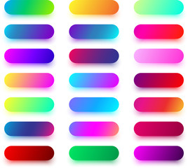 Colorful rounded button templates isolated on white.