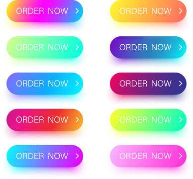 Bright colorful order now icons isolated on white.