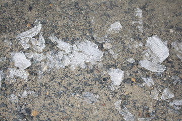 Spring lake with melting ice