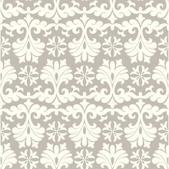 Seamless cocoa background with light pattern in baroque style. Vector retro illustration. Ideal for printing on fabric or paper.