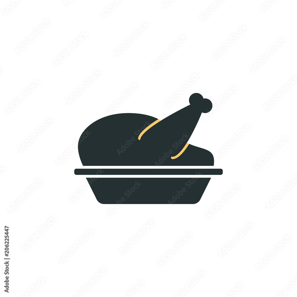 Poster roasted chicken icon. element of web icon with one color for mobile concept and web apps. isolated r