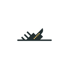 sinking ship icon. Element of web icon with one color for mobile concept and web apps. Isolated sinking ship icon can be used for web and mobile