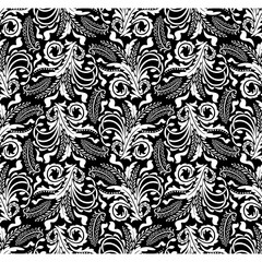 Seamless black background with white leaves, design for packaging in trendy linear style. Ideal for printing on fabric or paper. Vector illustration.
