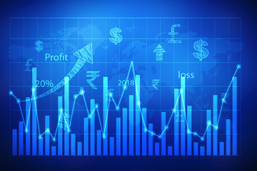 2d rendering Stock market online business concept. business Graph