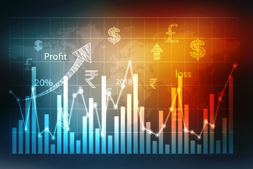 2d rendering Stock market online business concept. business Graph
