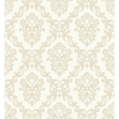 Seamless light background with beige pattern in baroque style. Vector retro illustration. Ideal for printing on fabric or paper.