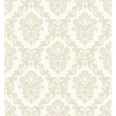 Foto op Plexiglas Seamless light background with beige pattern in baroque style. Vector retro illustration. Ideal for printing on fabric or paper. © bulbbright