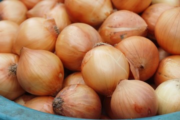 Onions and shallots for cooking at market