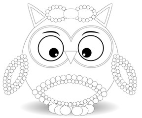 Coloring book for adult and older children. Coloring page with cute owl and floral frame. Outline drawing in zentangle style