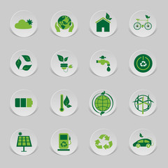 icon environmental and eco-friendly technologies, energy saving, ecological recycling.