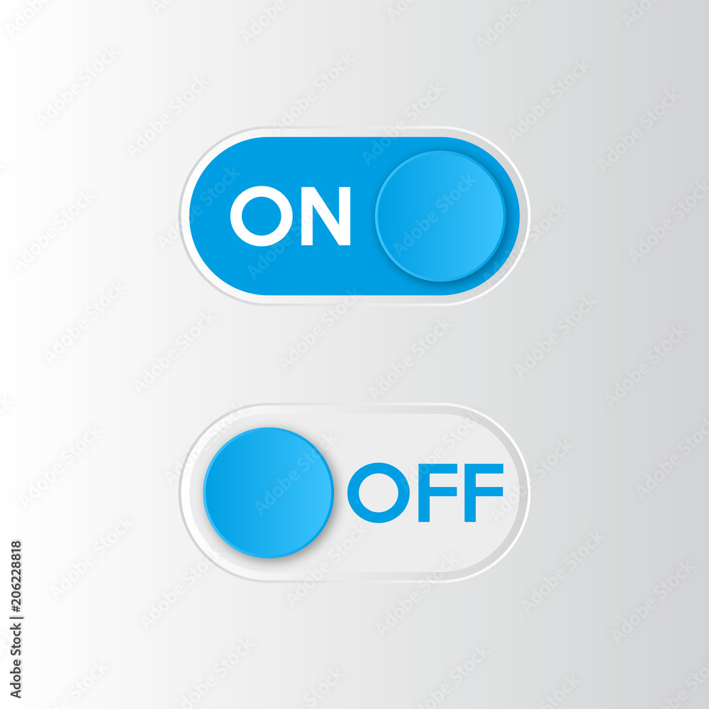 Poster icon on and off toggle switch button. vector illustration.