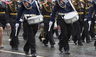 Drummers in a Marching Band