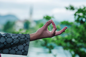 Meditating by the lake