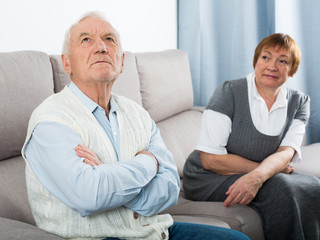 Elderly couple quarrel