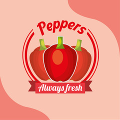 Obraz premium vegetable red peppers always fresh emblem vector illustration