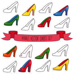 Obraz premium High heel women shoes vector set