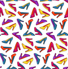Obraz premium Women high heel shoes seamless vector pattern