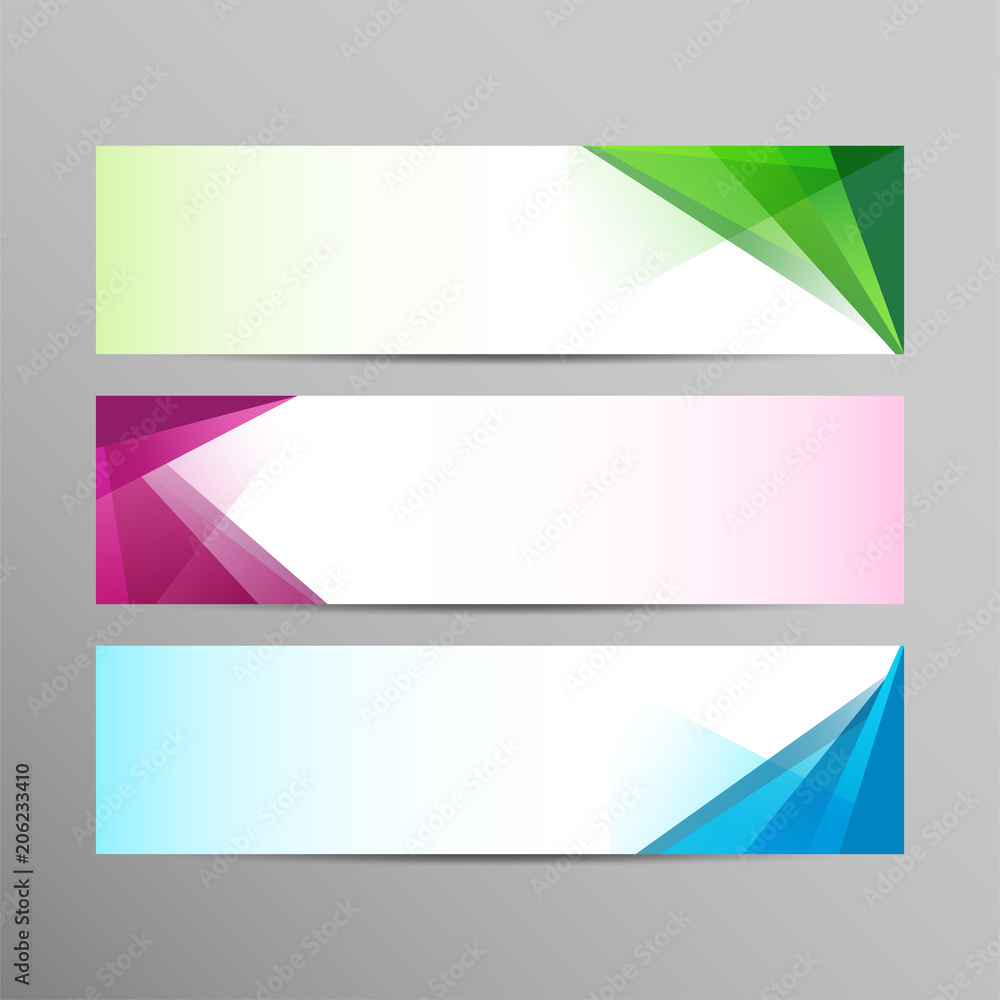 Wall mural abstract modern web banner or header template design. triangular elements. vector background.