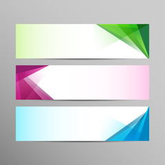 Abstract modern web banner or header template design. triangular elements. Vector background. 