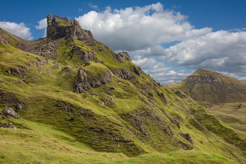 Obraz premium The Quiraing is a landslip on the eastern face of Meall na Suiramach, the northernmost summit of the Trotternish on the Isle of Skye, Scotland