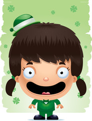 Smiling Cartoon Girl Leprechaun