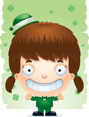 Smiling Cartoon Girl Leprechaun