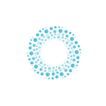 Water vortex from blue circles, bubbles, drops. Abstract circle vector logo.
