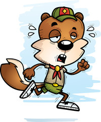Exhausted Cartoon Male Squirrel Scout