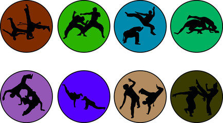 Capoeira badges for military schools, fighting style, dangerous dance
