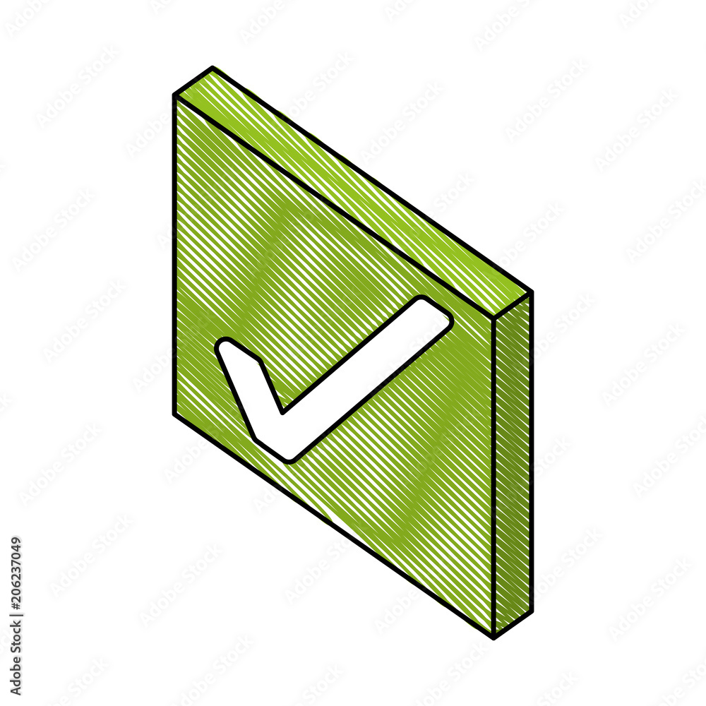 Poster button with check symbol isometric icon vector illustration design