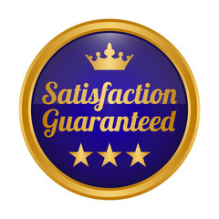Satisfaction guaranteed badge on white background.