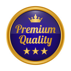 Premium quality label on white background.