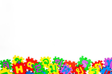 Bright puzzles for kids on white background