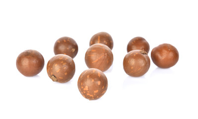 macadamia nuts on white background