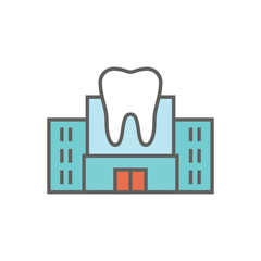 Dentist location icon - dental images, dental building with windows