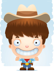 Cartoon Boy Cowboy Smiling