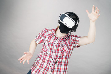 Gamer man wearing VR